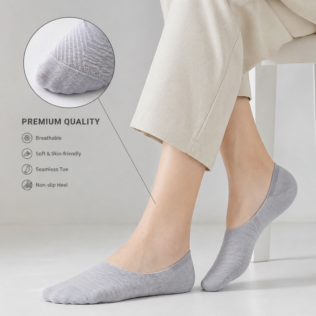 Men's 6 Pair Summer Ultra-Thin Nylon Ankle Socks: Breathable, Non-Slip, & Comfortable