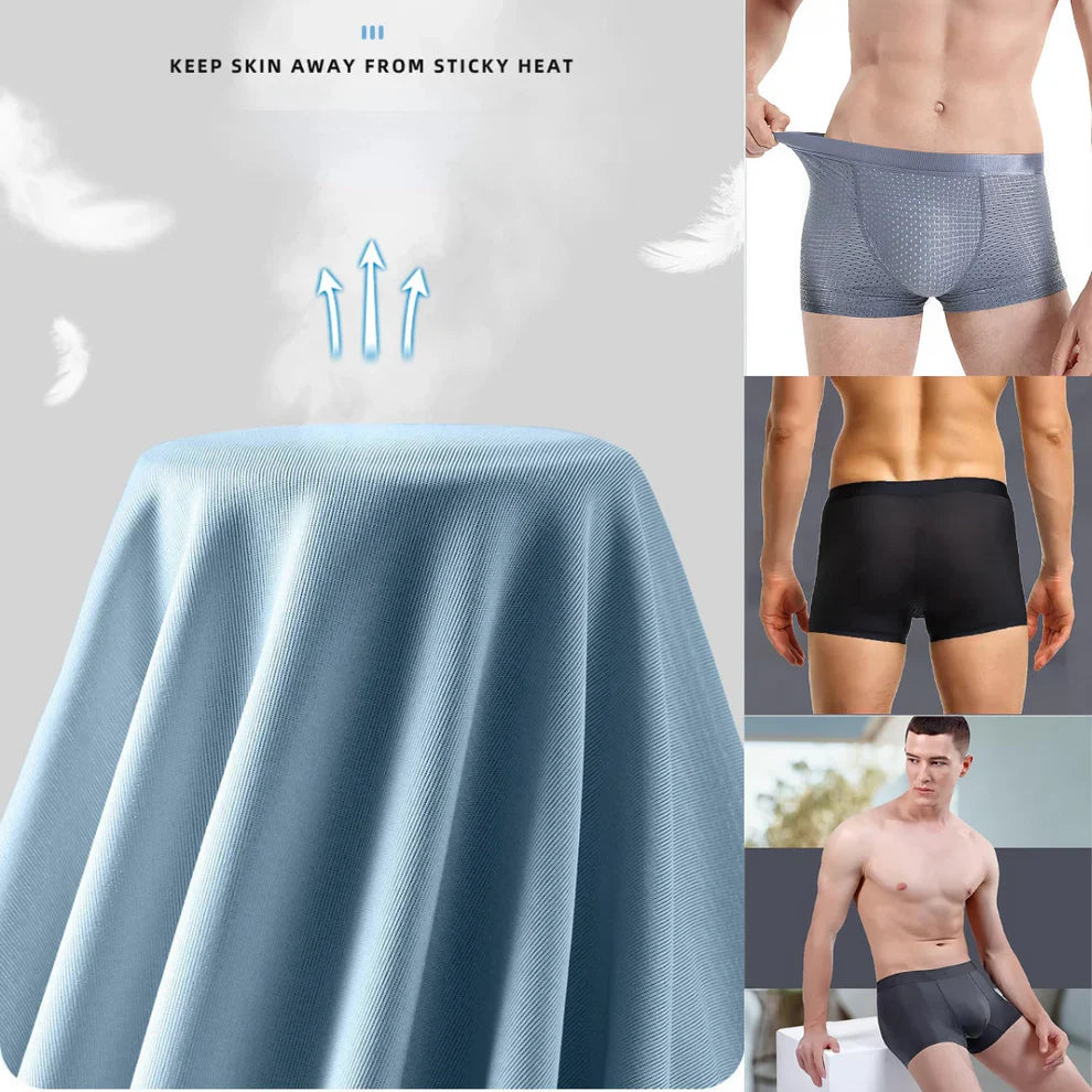 Men's 3-Pack Seamless Ice Silk Boxer Briefs