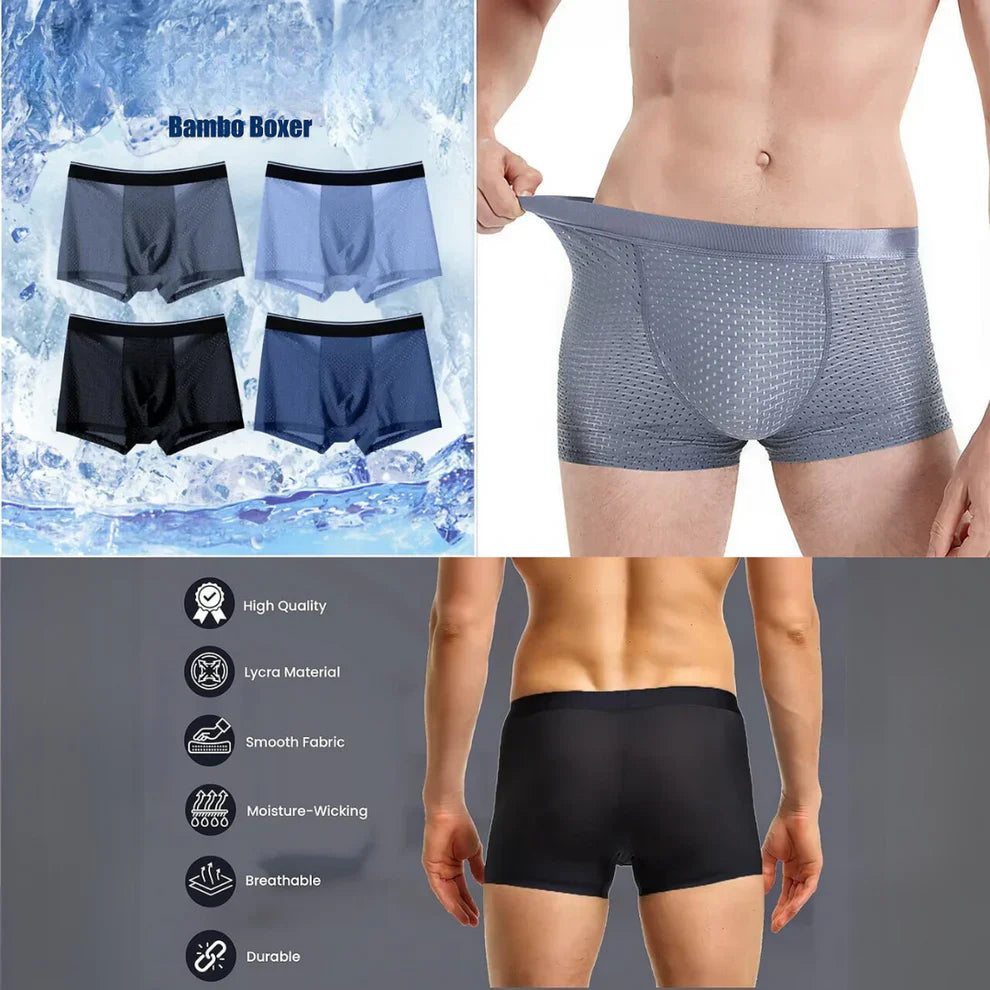 Men's Seamless Ice Silk Boxer Briefs: Breathable, Antibacterial Comfort