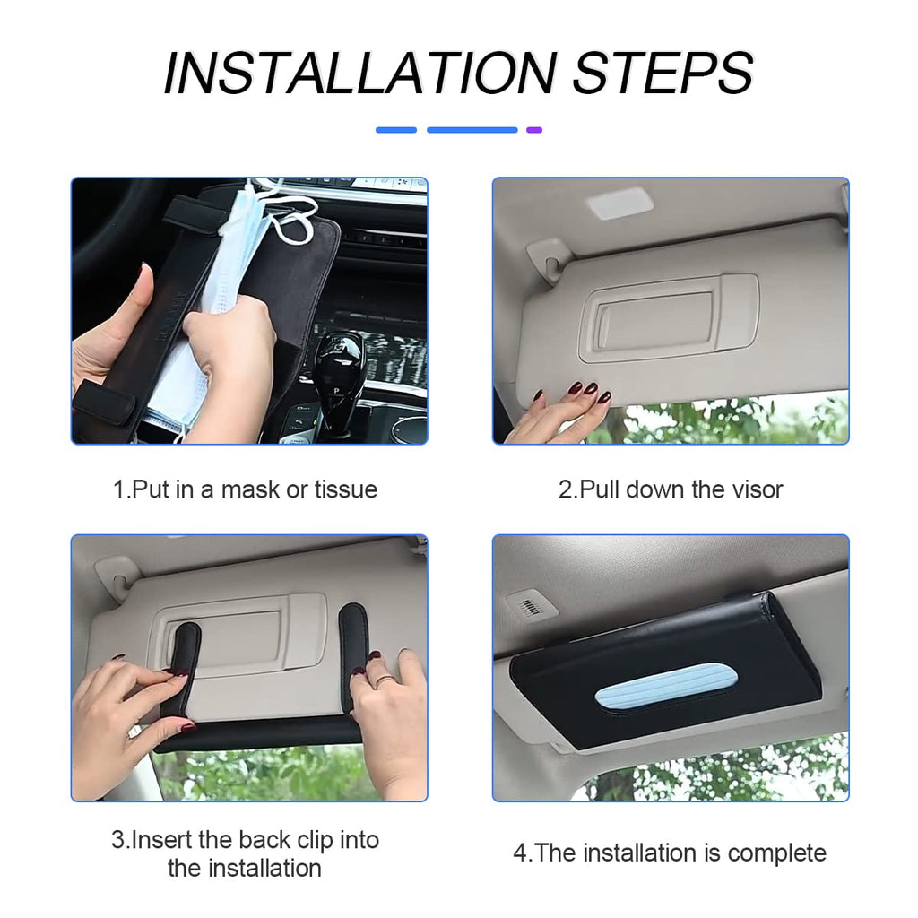 Car Tissue Leather  Box Organizer