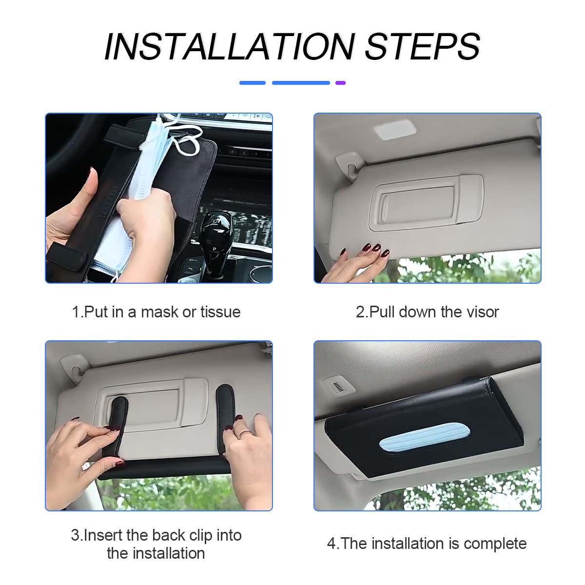 Car Tissue Leather  Box Organizer