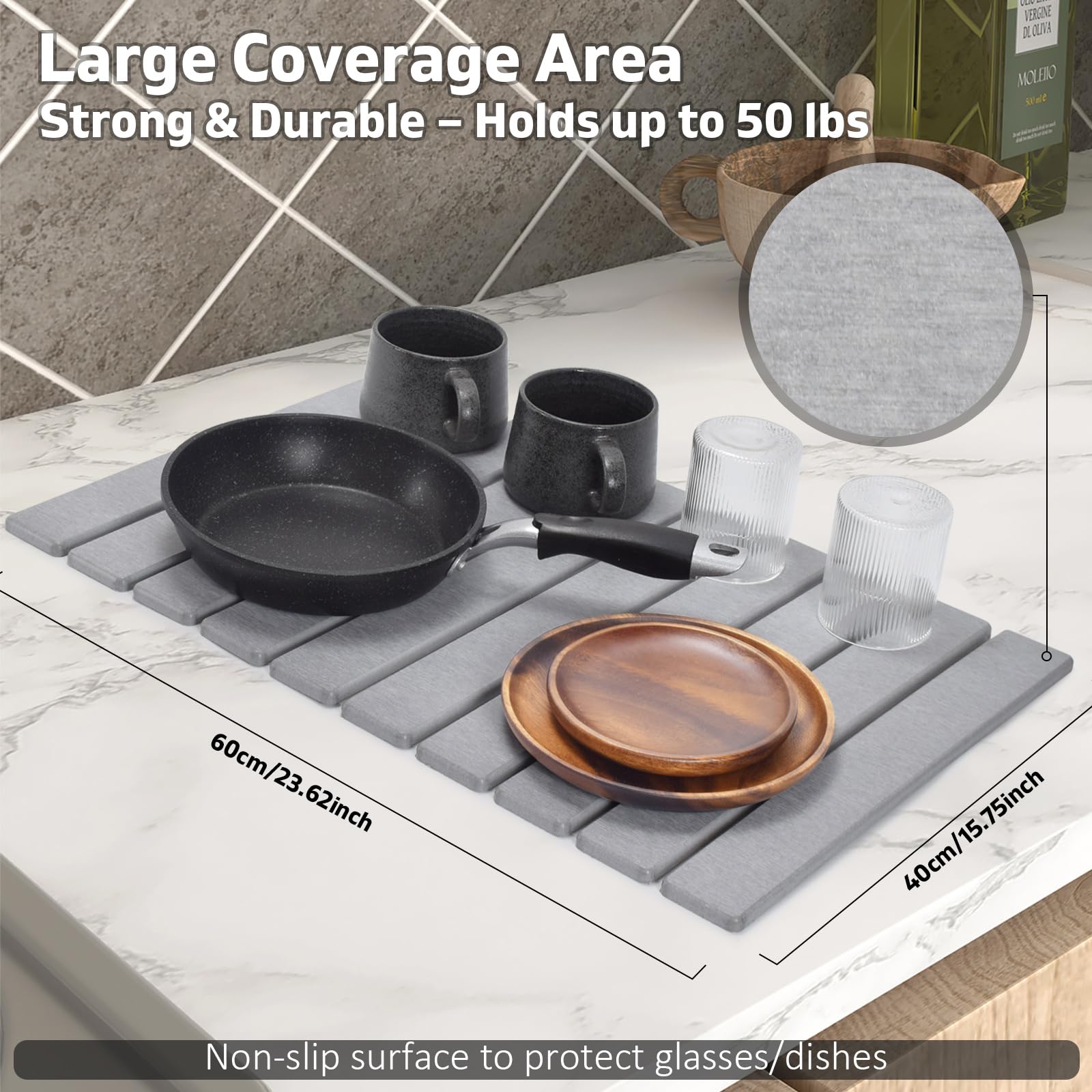 Large Stone Dish Drying Mats for Kitchen Counter