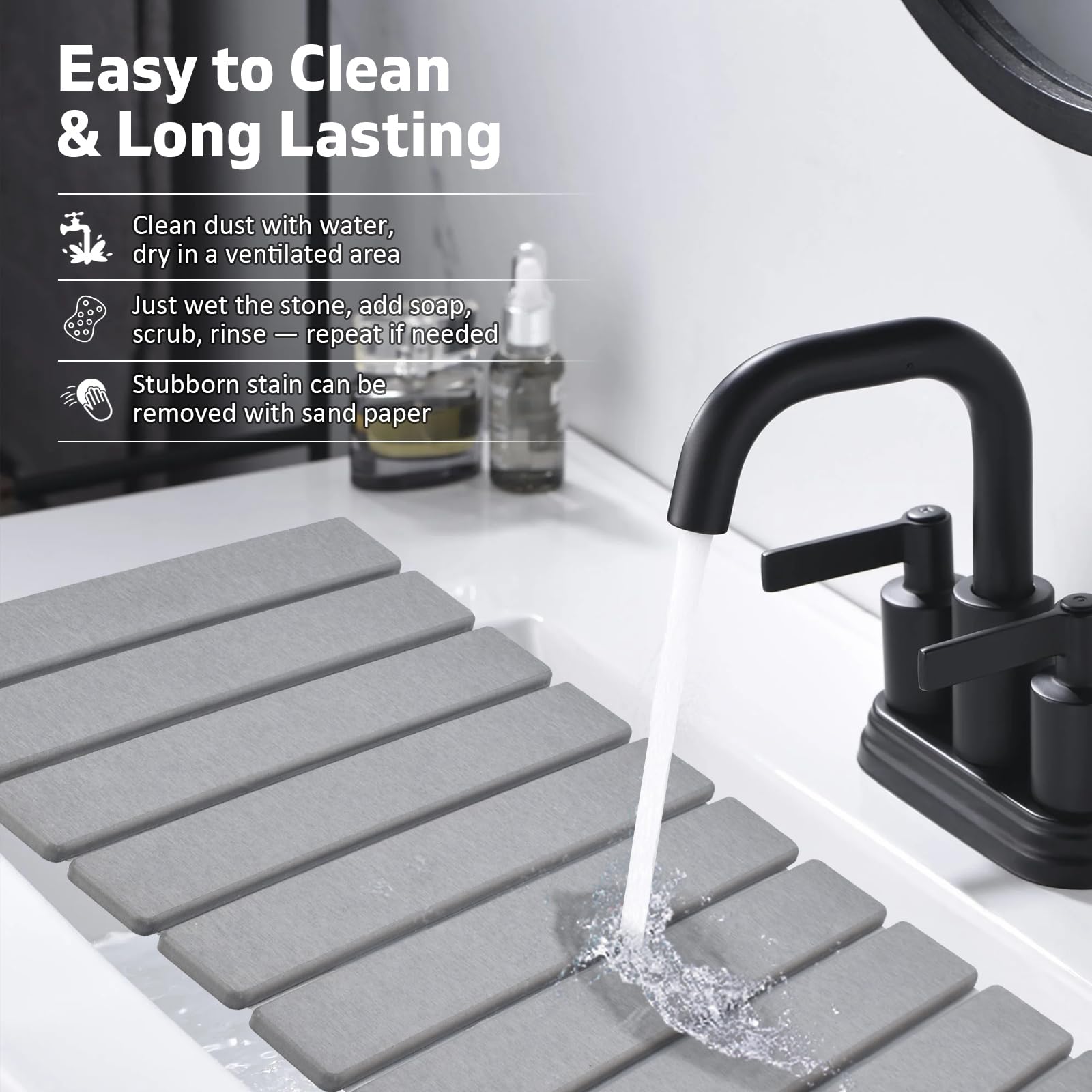 Large Stone Dish Drying Mats for Kitchen Counter