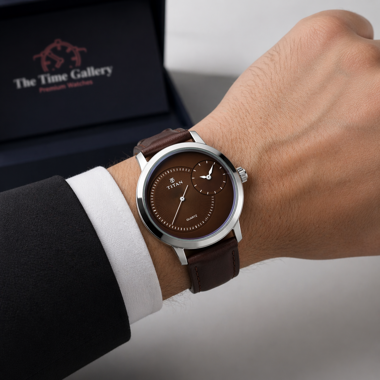 Prestige Brown Dial Leather Watch