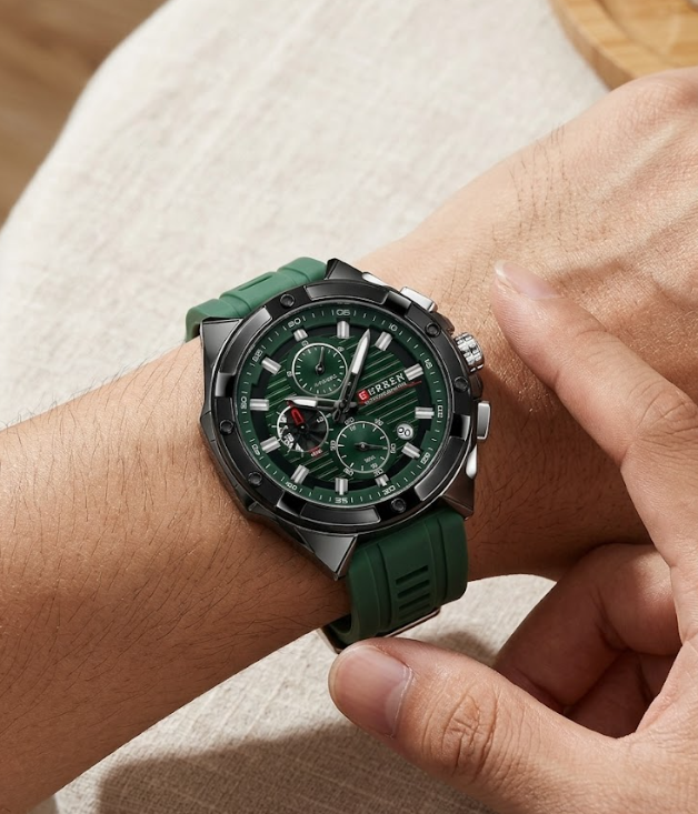 Multi-Function Sport Watch for Men – Chronograph Green