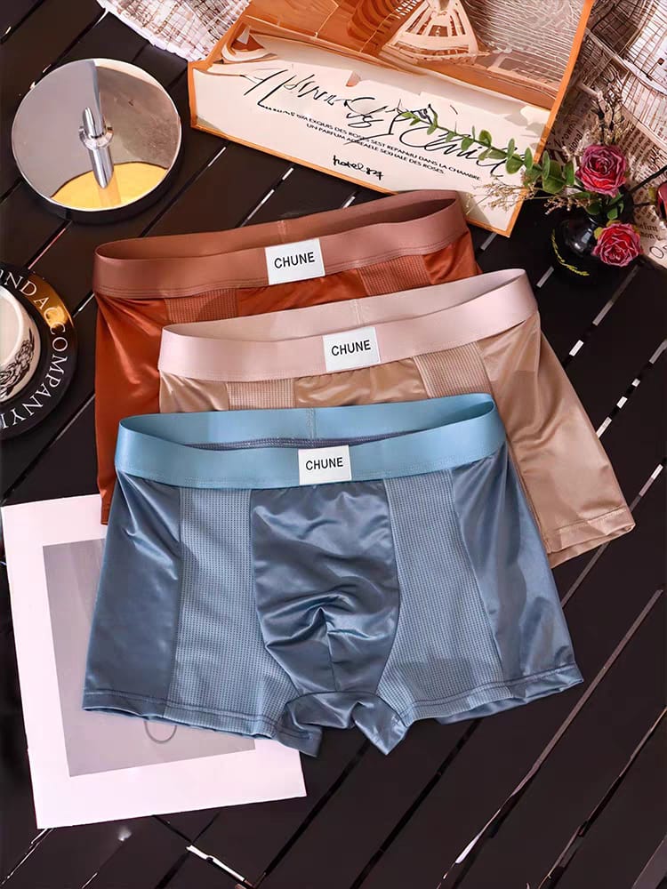 Men's 3-Pack Seamless Ice Silk Boxer Briefs