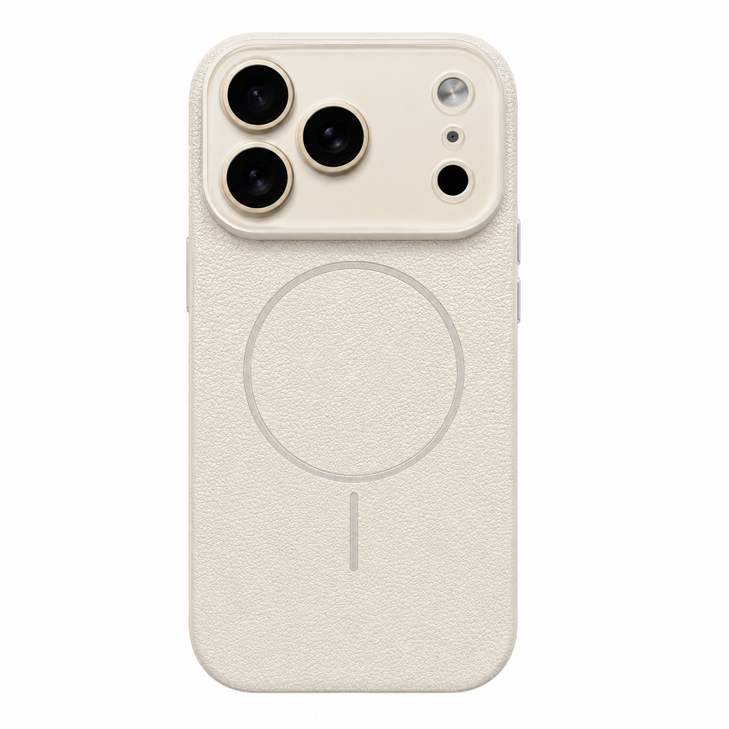 Lens-covering Vegan Leather Phone Case for iPhone