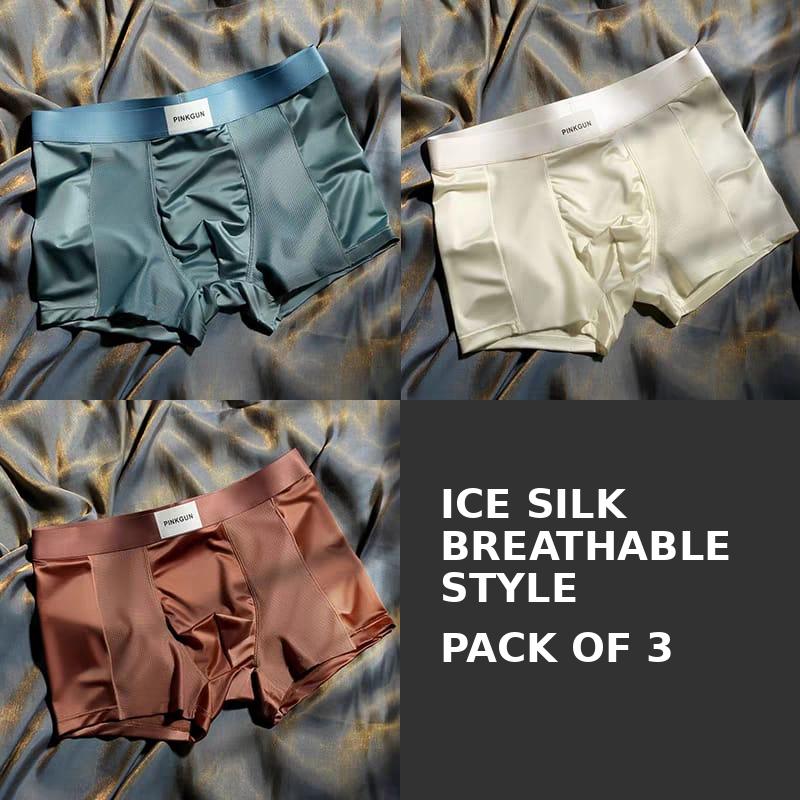 Men's 3-Pack Seamless Ice Silk Boxer Briefs