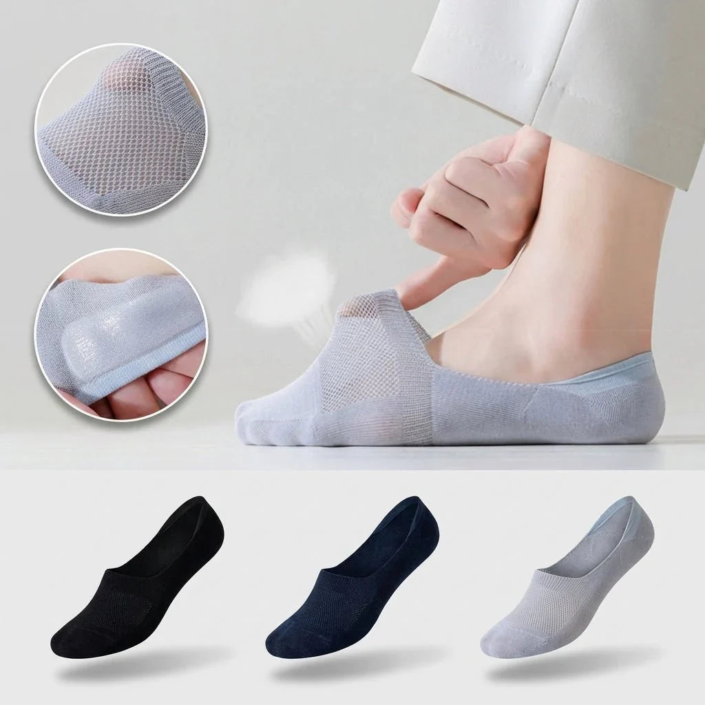 Men's 6-Pack Invisible Hollow Out Mesh Non-Slip Socks